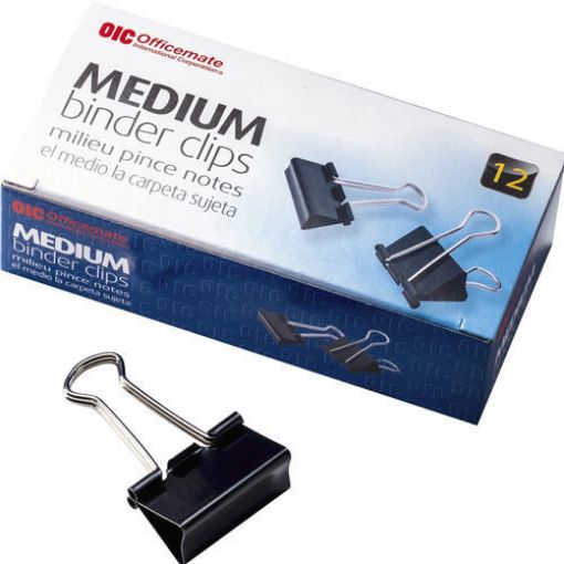 Picture of OIC Medium / Binder Clip - Medium - 0.8 Width - 62.5 mil Size Capacity - for File - Corrosion Resistant, Durable - 144 / Pack - Black