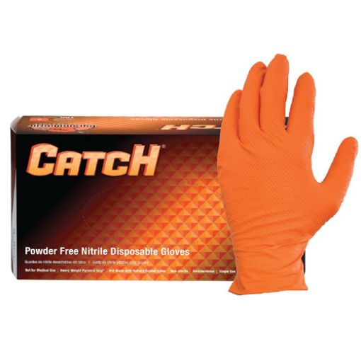 Catch Textured Orange Nitrile Glove