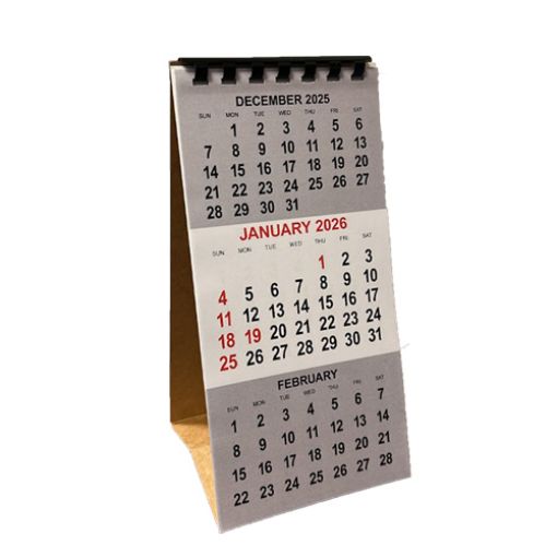 Picture of *UPDATED!* 2026 Stand Up Desk Calendar, 3 Month Viewable, 9"H x 4"W